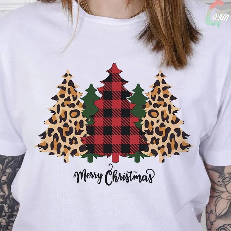 

Футболка с короткими рукавами и принтом рождественской елки в европейском стиле, мужская и женская одинаковая футболка, эстетичная одежда, футболки с графикой