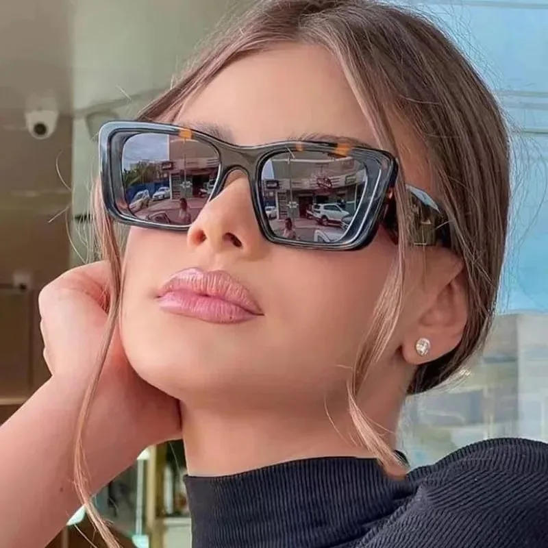 Gafas de Sol Cuadradas Retro para Hombre y Mujer, Diseño de Lujo Vintage, Montura Grande, Ojo de Gato, Estampado de Leopardo, Protección UV400