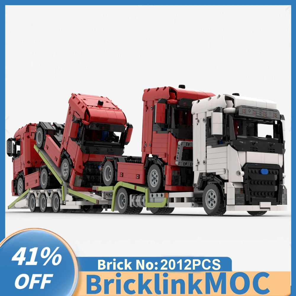 2012 sztuk MOC Truck Transporter F-max Truck głowica wieżowa i przyczepa 6X4 technologia samochody DIY kreatywne pomysły zabawki dla dzieci bloki prezentowe