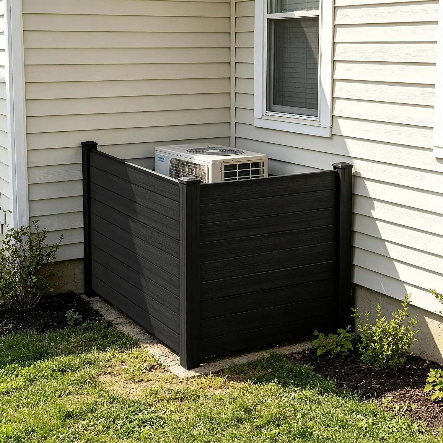 Durable Outdoor Privacy Fence Panels with Stakes, 48.4''x37.4'' AC Unit Cover for Trash Can Garden Backyard, Customized