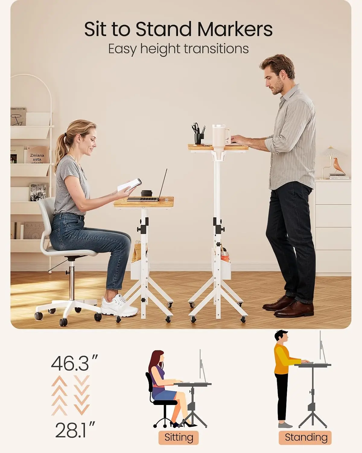 Mobile Standing Desk 28.3