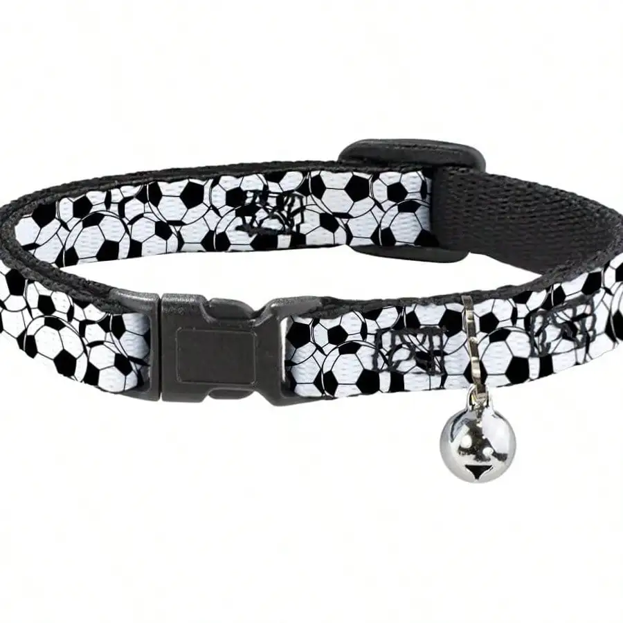 

Buckle-Down Cat Collar with Bell, Closure, Stacked Soccer Ball Design, Plastic Clip, Easy to Adjust, 8.5 12 Inches (11.5 cm) Wide.
