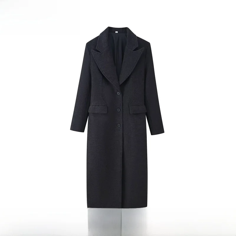 

Моющееся длинное шерстяное пальто, новая осенне-зимняя женская уличная футболка на пуговицах, универсальная верхняя одежда, полиэфирное волокно 00%