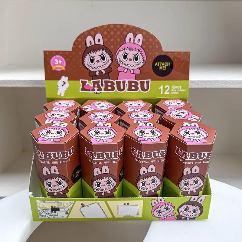 

12pcs Set Blind Box Hippers Angel Labubu Sticker Car Desktop Decoration Minie Figure Doll Mystery Box Surprise Toys Wholesale