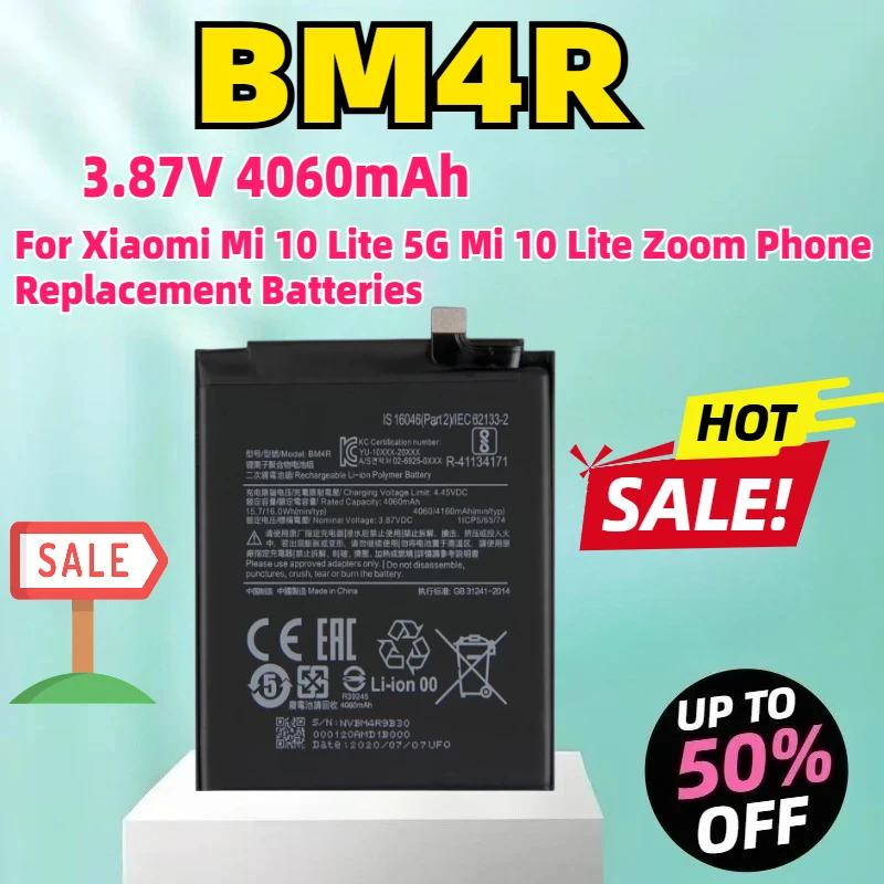 

3.87V BM4R 4060mAh Battery For Xiaomi Mi 10 Lite 5G Mi 10 Lite Zoom Phone Replacement Batteries