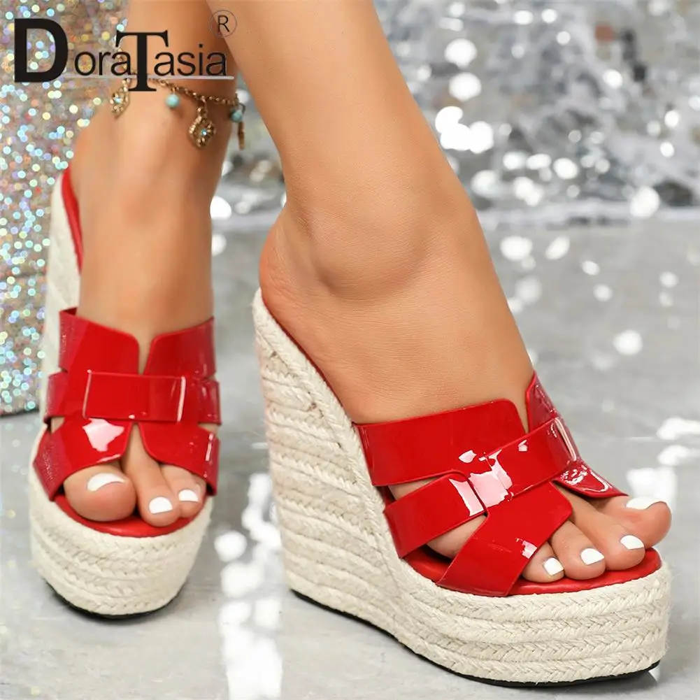 Big Size 43 Brand Design Female Platform Slides Fashion Solid Wedges High Heels Womens Slippers Party Sexy Nightclub Woman Shoes