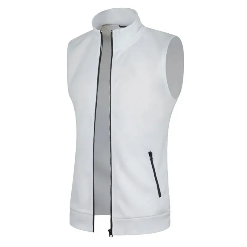 Autumn Mens Zipper Sleeveless Coats Outdoor Turtleneck Sweaters Breathable Solid Color Streetwear Jacket Vest Men Athletic Tops