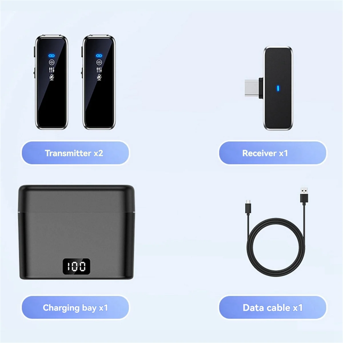 ABJG-Wireless Lavalier Microphone Mini Portable Lavalier Microphone Dual Channel Audio Video Recording