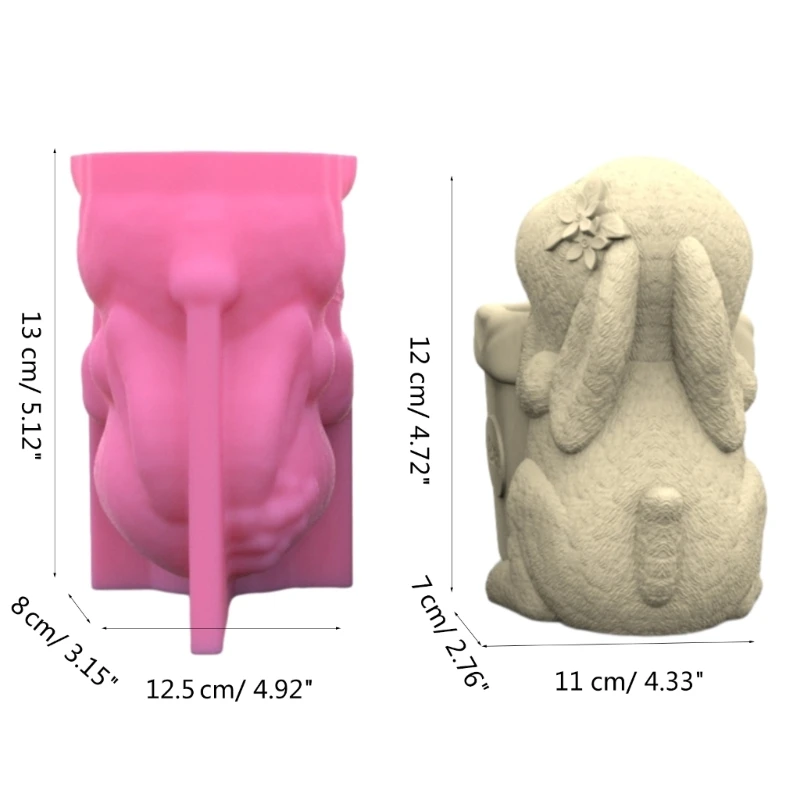 Милый кролик, держатель для ручек, горшок, силиконовая форма, форма для эпоксидной смолы, форма для настольного орнамента