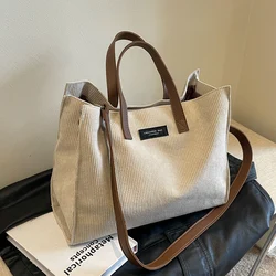 Large Capacity Tote Bag For Women 2024 New Corduroy Handbags Shoulder Bags Winter bolsa feminina Canvas Crossbody Shopper Bag