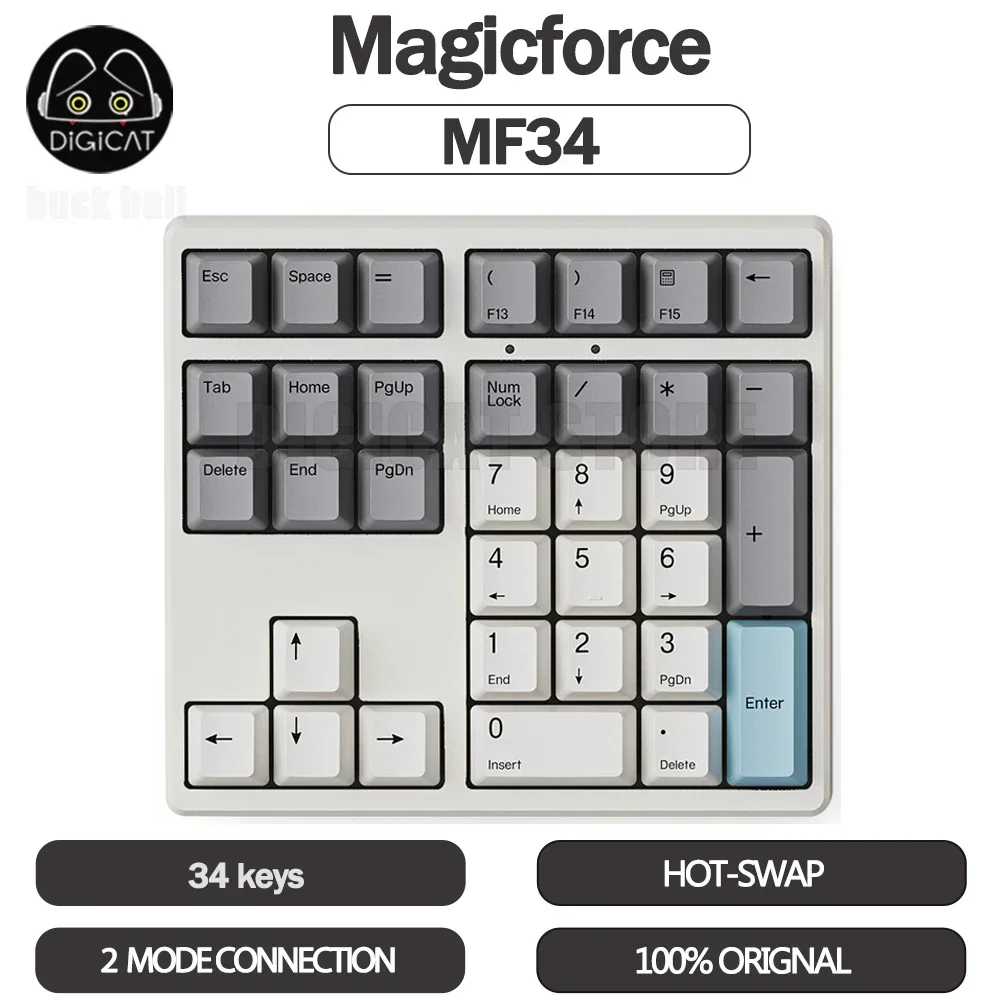 

Magicforce MF34 Mechanical Keypad 2mode USB/2.4G Wireless Numeric Keypad Hot-Swap PBT Keycaps 34Keys Gaming Keyboard Office Gift