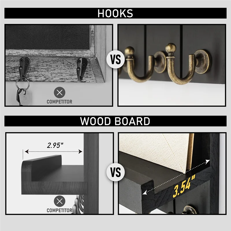 ABRS-Key Storage Hook Storage Hanger Home Entrance Storage Hooks Home Storage Racks Black