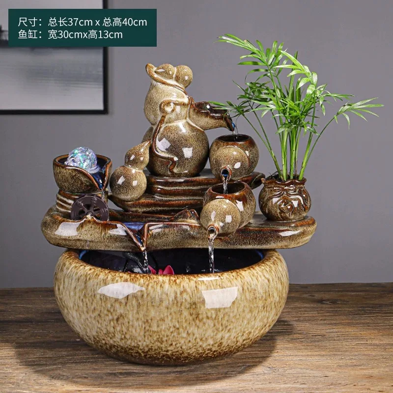 HYS feng shui wheel gourd attracts wealth, flowing water generates wealth, ornament, circulating water fountain, new store opens