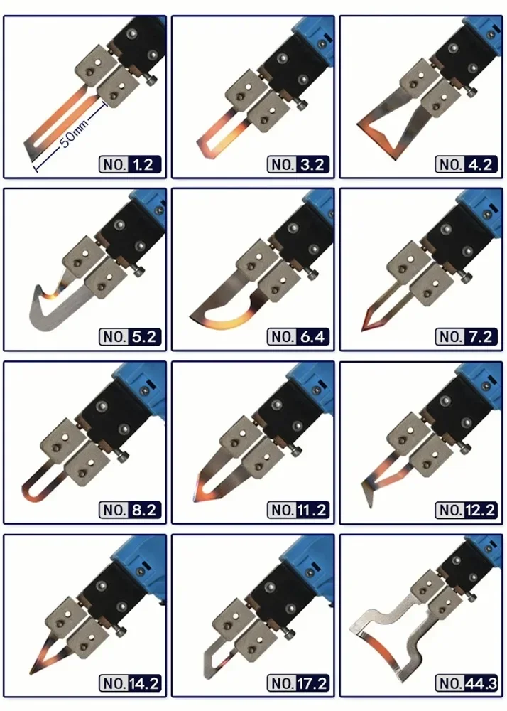 Cuchillo calefactor eléctrico refrigerado por aire, tela, correas de fibra química, cuchillo de fusión en caliente, hoja de limpieza de vidrio laminado