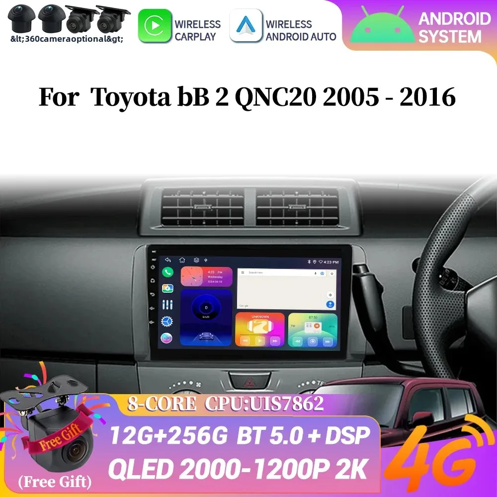 

Android 14 Car Radio Multimedia Navigation For Toyota bB 2 QNC20 2005-2016 4G Wireless Bluetooth Carplay Stereo Head Unit Screen