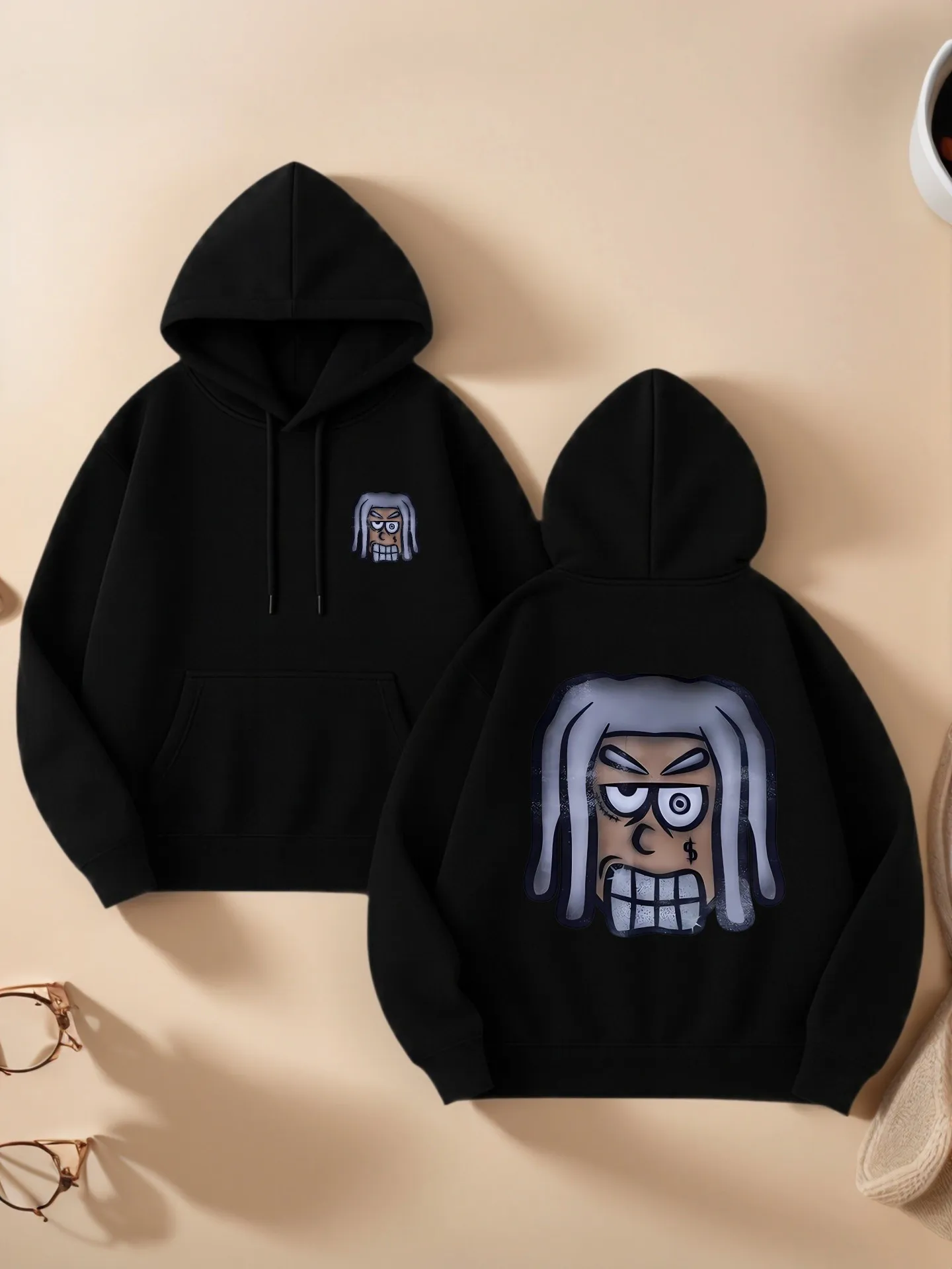 

Толстовка с графическим рисунком, мультяшный принт, уличный стиль, мягкая ткань, повседневная повседневная одежда, для мужчин