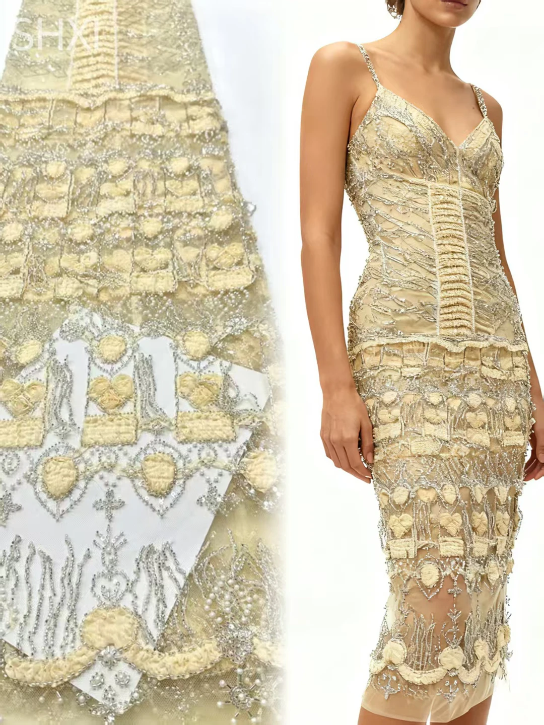 

Нигерийское вечернее кружево с блестками, африканские бусины, кружевная ткань 2026, высокое качество, 5 ярдов, африканский французский тюль, сетчатый кружевной материал, свадебный материал