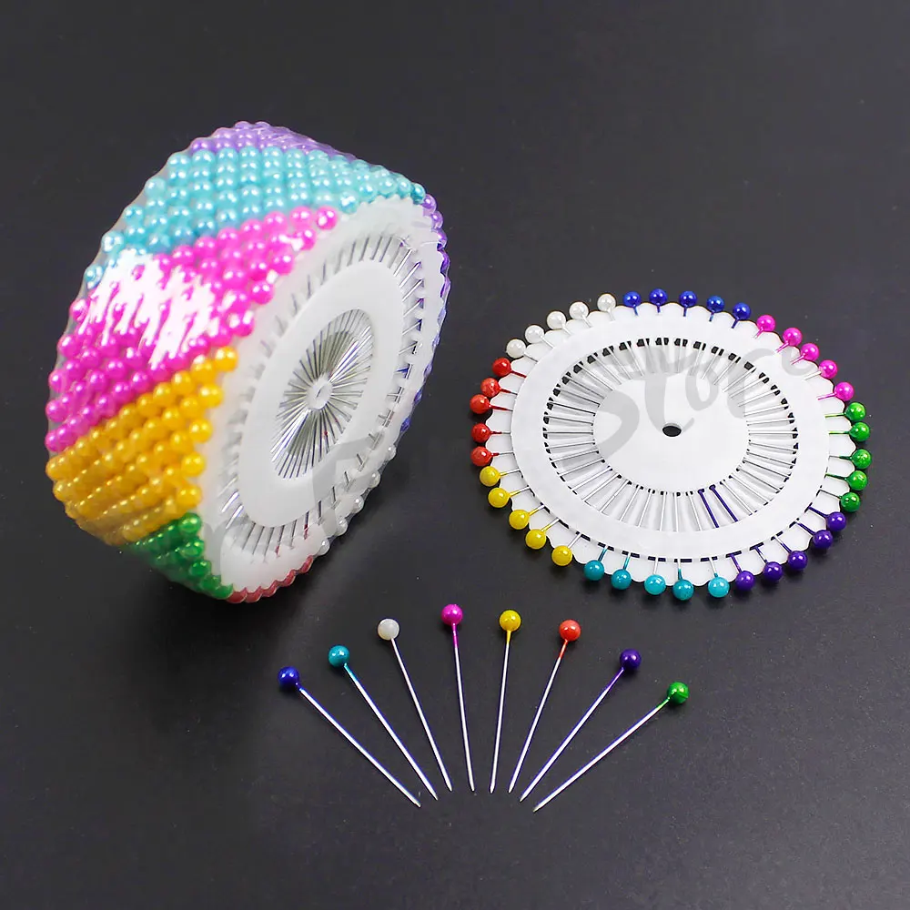 For Fun 480PCS Colored Pearl Head Pins Positioning Pearl Needles Round Pin Disc Tailor Sewing Positioning Needle Big Head Pin