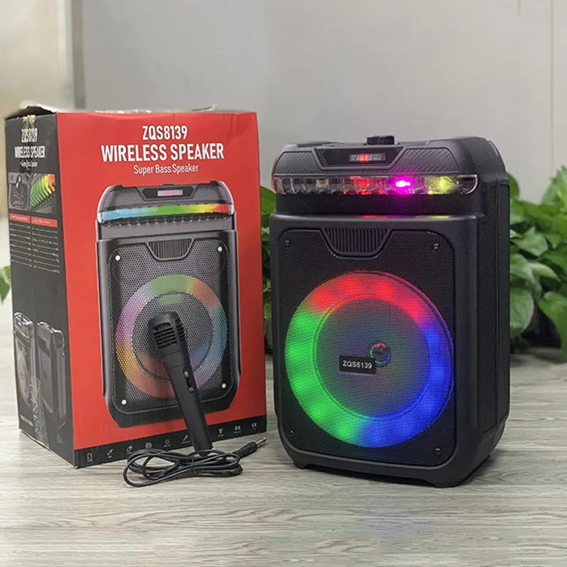 ZQS-8139 Multi Function Portable High-power Bluetooth Speakers With RGB Lights Family Outdoor Gathering Wireless Karaoke Machine