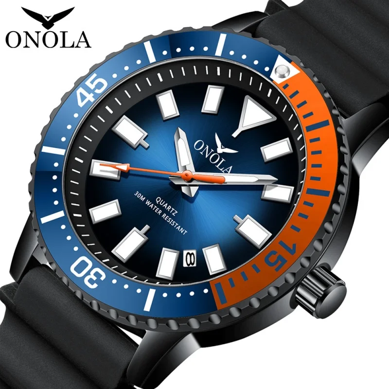 ONOLA 3850 Premium Exquisite Men's Quartz Watch Classic Color Waterproof Luminous Calendar Casual Men's Clock relógios masculino