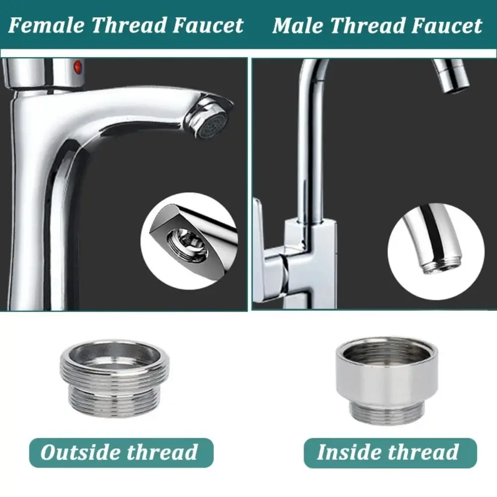 New 18/20/22/24mm To 22mm Water Filter Adapter With Washer Metal Faucet Adapter Set Tap Aerator Connector Kitchen