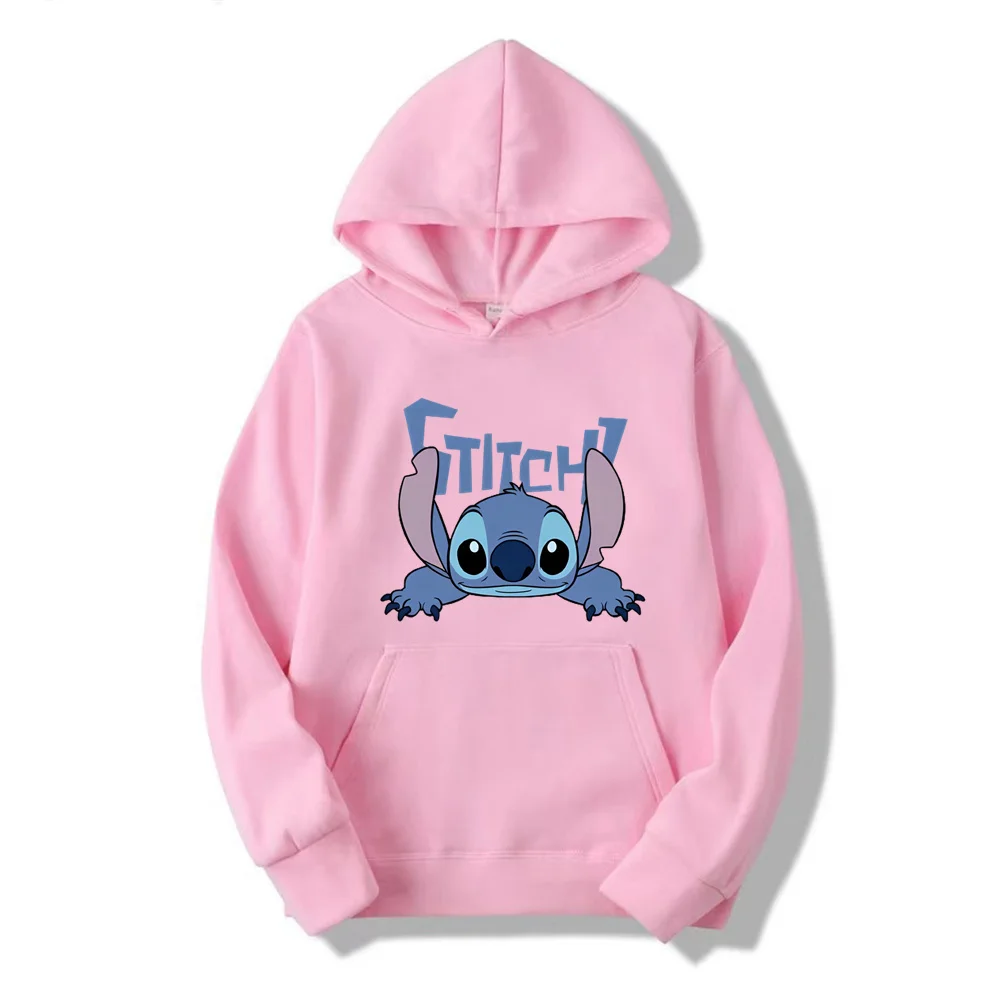 2024 New Disney Stitch Cartoon Cute Loose Hooded Hooded Hoodie Girl\'s Friend Dress Couple Dress Casual Fashion Hoodie Top Coat