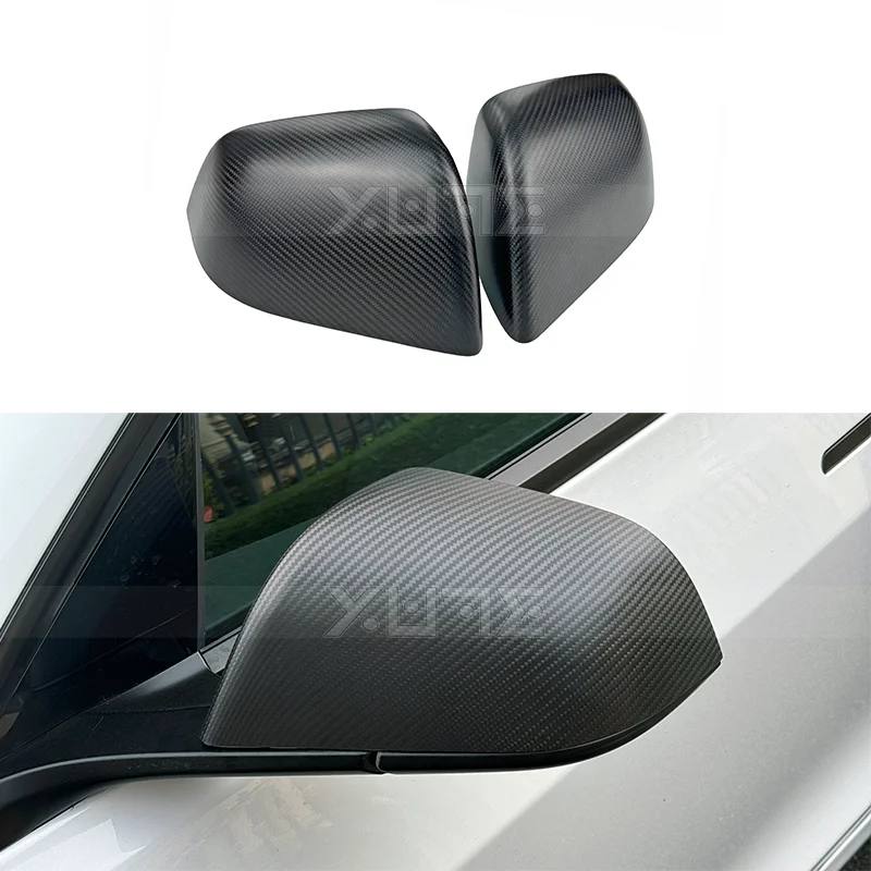 

For 2023 + Tesla Model 3 Highland Real Dry Molded Carbon Fiber Side View Mirror Caps Overlays Mirror Covers