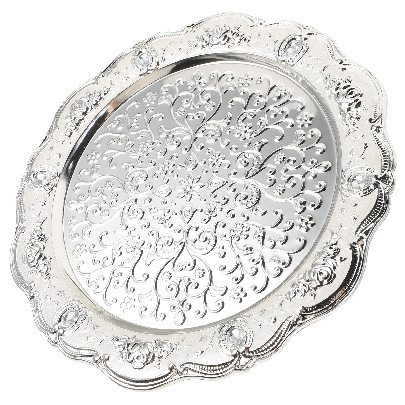 

Retro Silver Fruit Tray Home Decor Thickened Snack Plate Trophy Medal nament Dessert Platter Fruits Storage Container