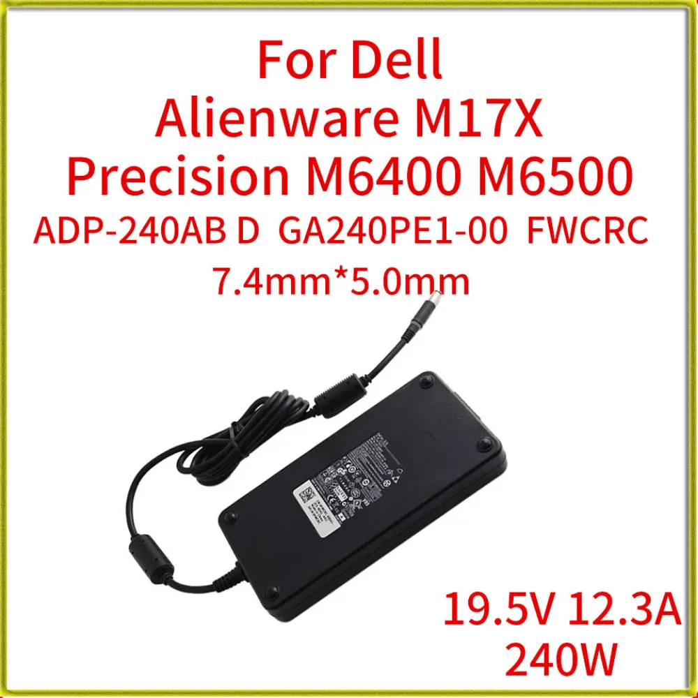 

Original Power Adapter 19.5V 12.3A 240W AC Charger for Dell Alienware M17X Precision M6400 M6500 M6600 M6800 ADP-240AB D FWCRC