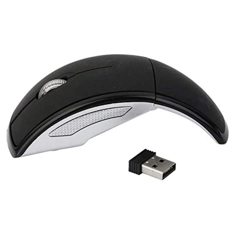 AT14 Foldable Wireless Computer Mouse Arc Touch Mice Slim Optical Folding Mause With USB Receiver For Computer PC Laptop