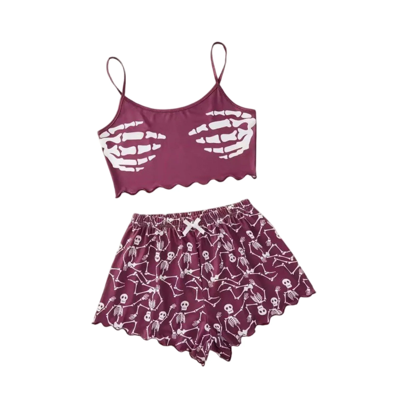 

Halloween Home Clothes Pajamas 2-Piece Set Women'S Printed Suspender Corset Shorts Sexy Fashion Soft Casual Sexy Pajamas