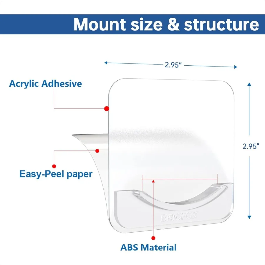 Adhesive Shower Curtain Rod Holder No Drilling Invisible Wall Mount Holder Transparent Rod Retainer 2 Pack Rod Not Included