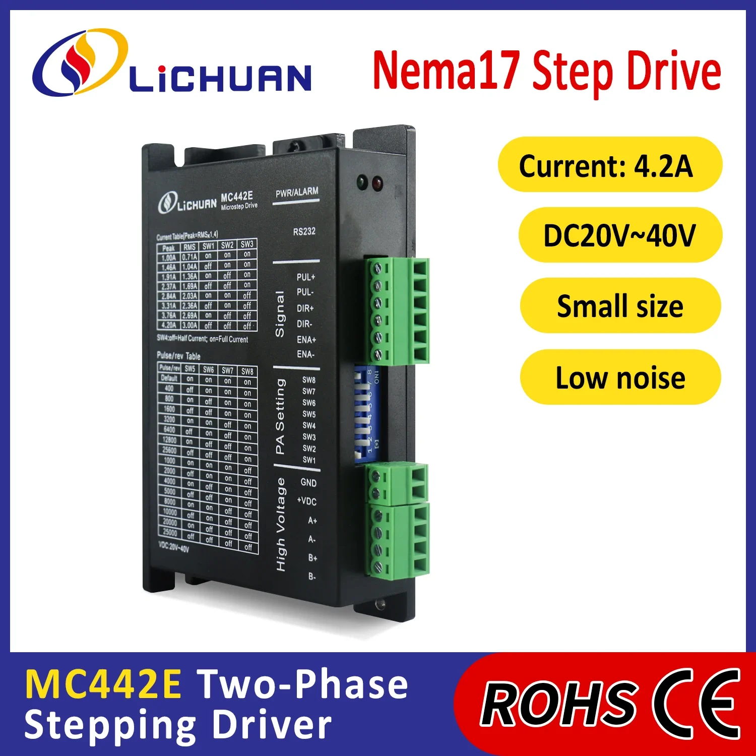 Lichuan MC442E 2 phase stepper driver 4.2A match for Nema 17  Nema 23 stepper motor for cnc machine