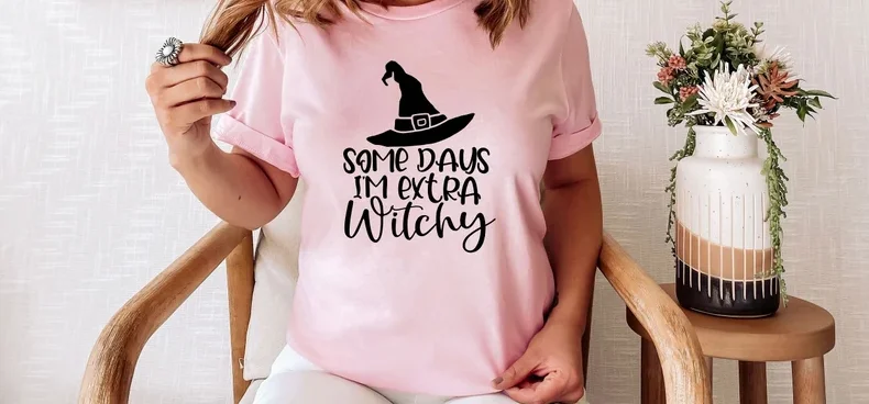 Some Days I'm Extra Witchy Shirt, Halloween Witch Gift for Woman 100% cotton harajuku Streetwear goth harajuku y2k Drop Shipping