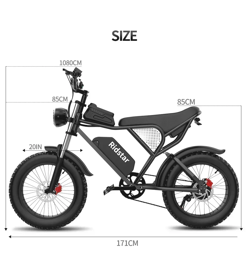 Ebike Ridstar Q20 Pro 2000W Dual Motor 40AH Dual Battery Top Speed 60KM/H 20*4Fat Tire Electric Bike Mountain Electric Bicycle