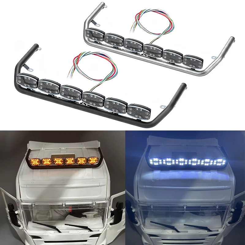 LED Simulation Two-color Spotlight Multi-mode Flashing for 1/14 Tamiya RC Truck SCANIA 770S R620 VOLVO ACTROS 3363 TGX Car