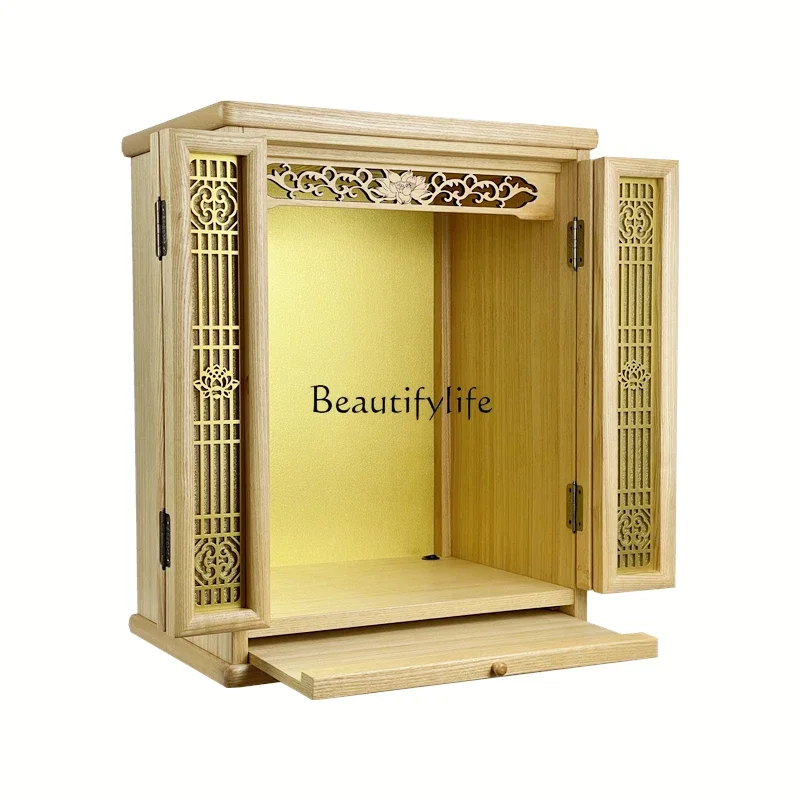 

Buddha Niche Wall-Mounted Home with Door New Chinese Style Altar Sansheng Buddha Cabinet Customization