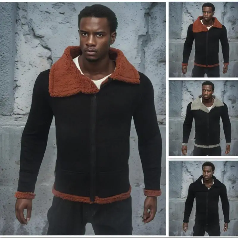 

2024 New Men's Thiened Leather Fur Inteated Jaet Middle-Length Coat Suede Straight Hemline Oil Wax Leather Daily Wear