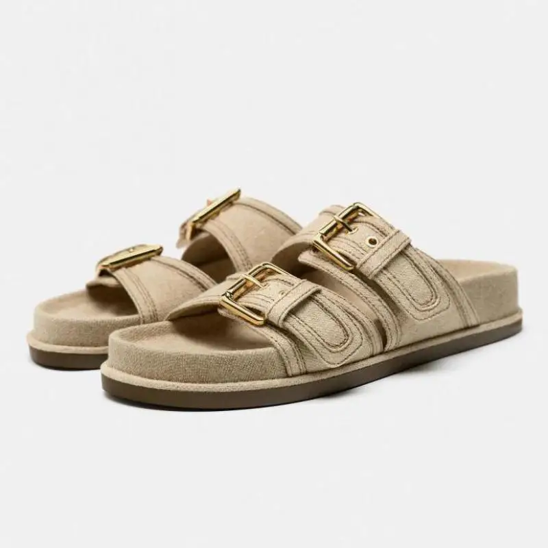

Open Toe Platform Women's Slippers Shoes Casual Sandalias De Mujer 2026 Summer Flip Flops New Slipper Double Buckle Zapatos