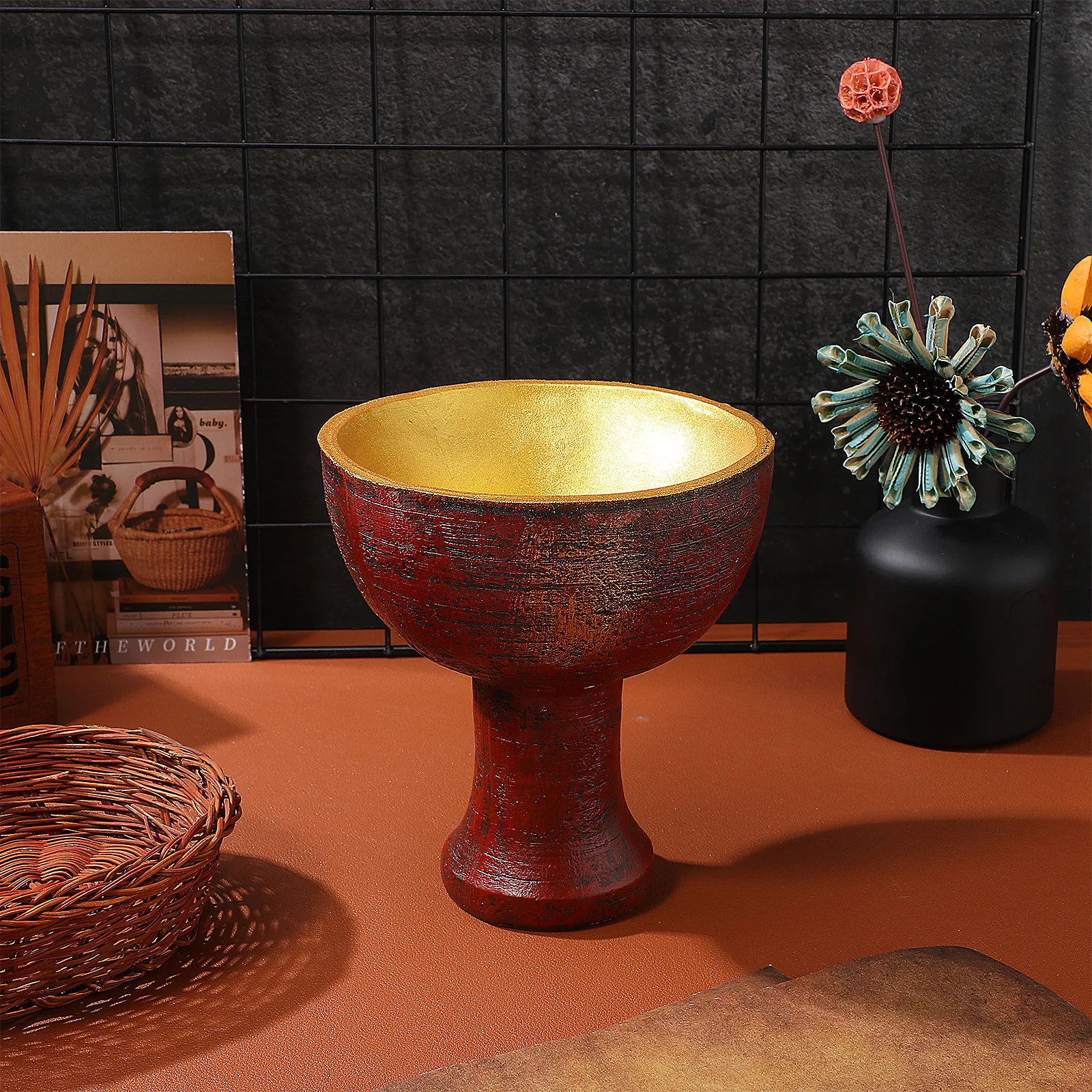 1Pcs Resin Holy Sacrifice Cup Retro Design Religious Ornament Wine Cup Energy Gathering Sacrificial Tool Decor Holy