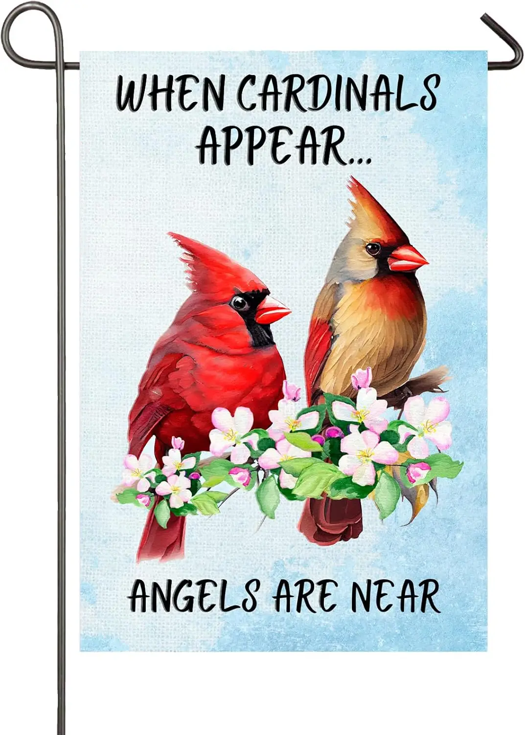 Cardinal Garden Flag When Cardinals Appear Angels Are Near Memorial Yard Flag 12x18 Inch Double Sided Floral Red Birds Cemetery