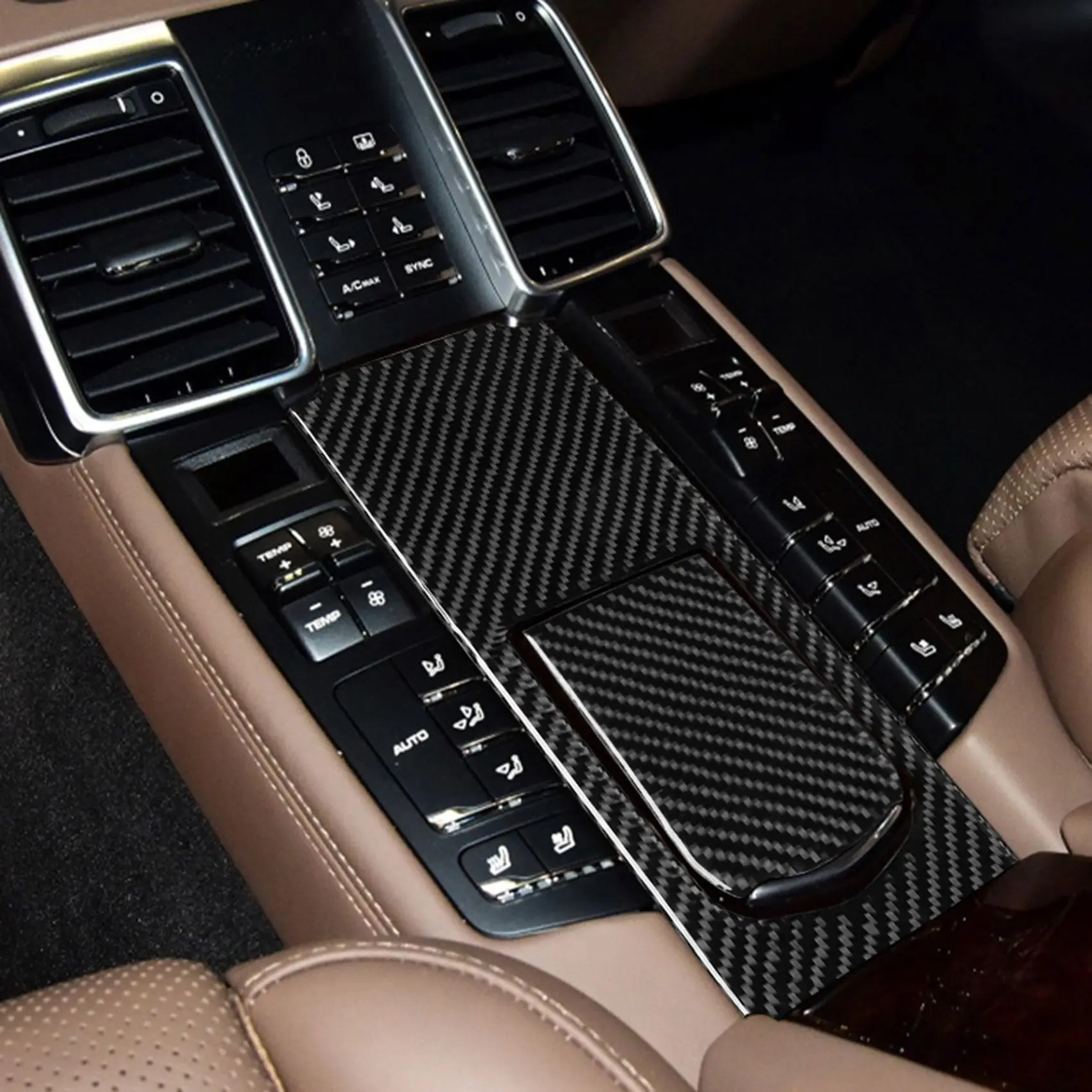 Panel Multimedia trasero de fibra de carbono para coche, pegatina decorativa para Porsche Panamera 10-16, color negro, 2 unidades