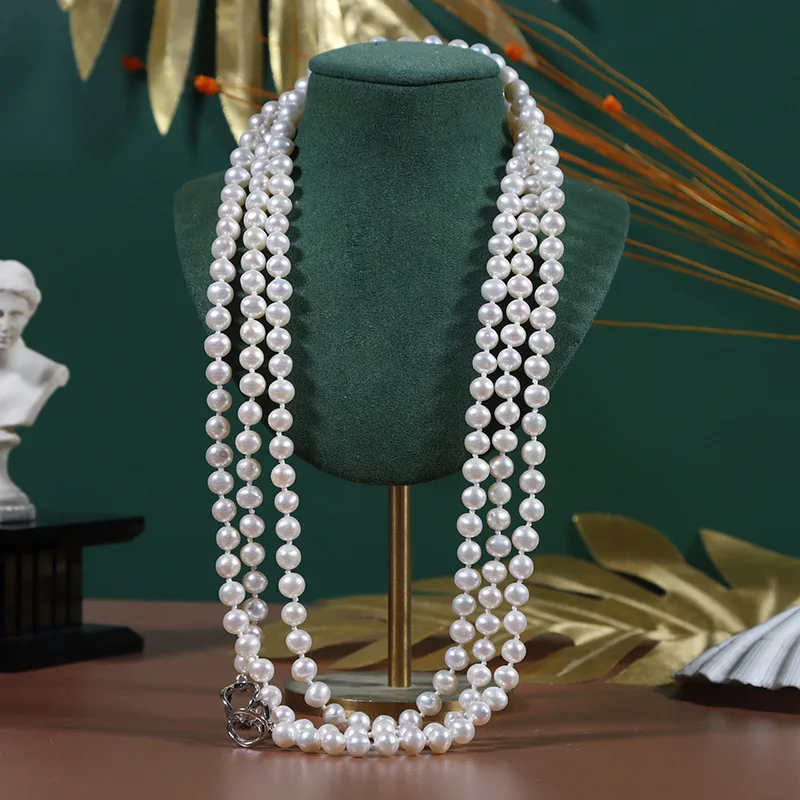 

140Cm Freshwater Pearl Long Necklace Women Sweater Chain Multi-Layer Stacking
