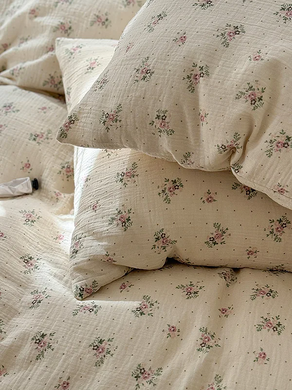 

Baby Class a Pure Cotton Double Layer Gauze Fabric Country Flaby Naked Sp Bedding Cover eet Nightgown Crumpled Fabric