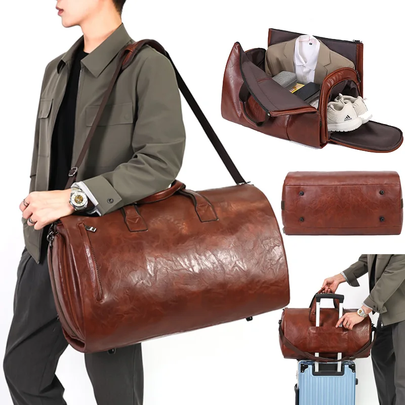 retro-fashion-suit-bag-for-travel-foldable-business-duffel-bag-with-shoe-compartment-handheld-carry-on-luggage-for-men-women