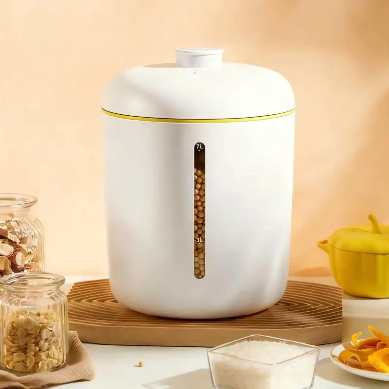 Large-Capacity White Plastic Vacuum-Sealed 7L/12L Pet Food Storage Container Visual Freshness Indicator Kitchen Use Presents