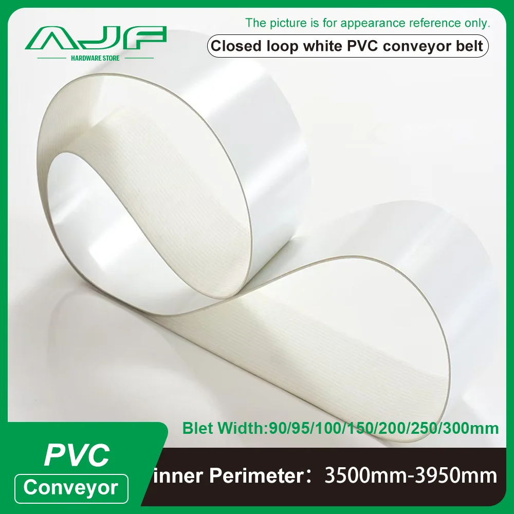 

Perimeter:3500-3950mm white pvc conveyor belt width：90mm-300mm
