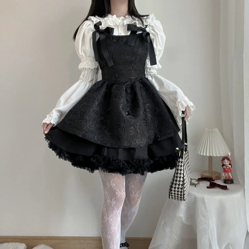 2022 New Removable Flare Sleeves Shirts White Ruffle Women Gothic Fairy Aesthetic Doll Collar Tops Y2K Harajuku Lolita Blouses