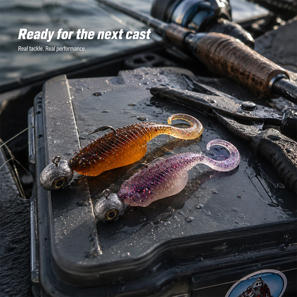 ZUKIBO 45mm Curly Tail Soft Lure Grub Worm Bass Angelköder für Barsch, Forelle, Fluss-, See- und Felsenfischen, mehrfarbig – Detail 8