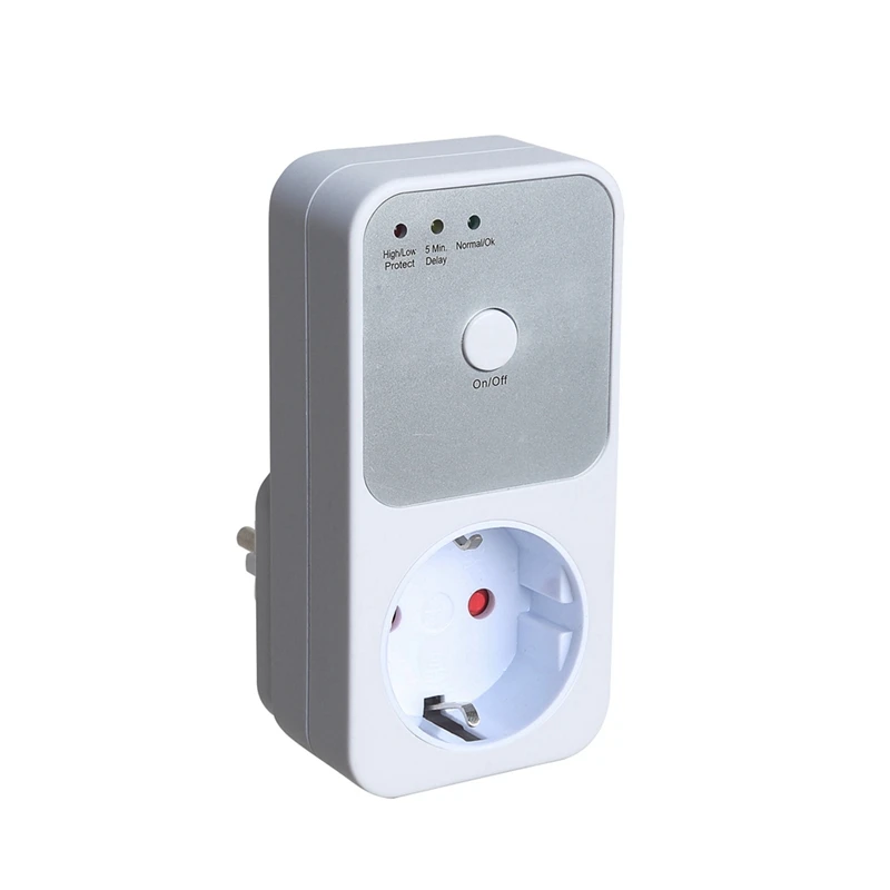 Automatic Voltage Protector Socket 170-260V Voltage Protector Safe Protector 5-6 Mins Delay Socket Switcher EU Plug